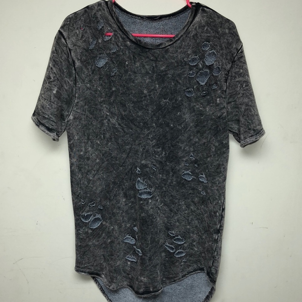 Fashion Nova Grey Distressed Shirt Dress Medium